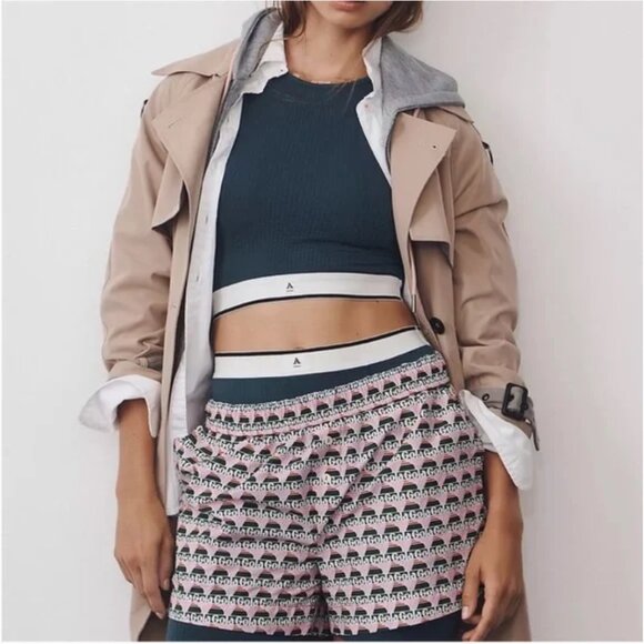 NWT Gola X Anthropologie | Pink and Green High Rise Boxer 100% Cotton Shorts, XL - Picture 1 of 11